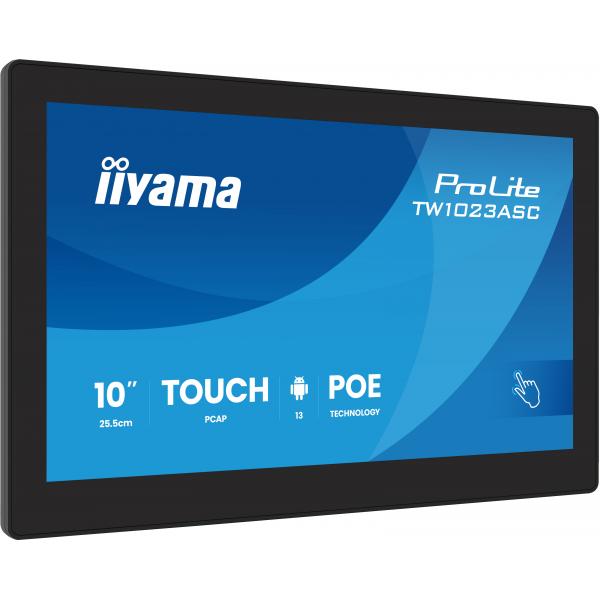 iiyama TW1023ASC-B3P visualizzatore di messaggi Design chiosco 25,6 cm (10.1") Wi-Fi 385 cd/m WXGA Nero Touch screen Processore integrato Android 24/7 [TW1023ASC-B3P]