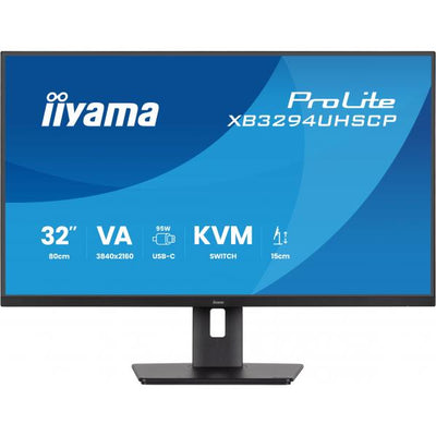 Iiyama Prolite 32 inch - 4K LED Monitor - USB-C Dock - KVM Switch - 3840x2160 [XB3294UHSCP-B1]