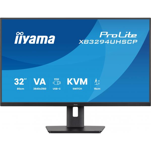 Iiyama Prolite 32 inch - 4K LED Monitor - USB-C Dock - KVM Switch - 3840x2160 [XB3294UHSCP-B1]