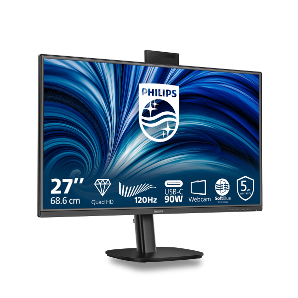PHILIPS MONITOR 27 LED IPS QHD 16:9 4MS 350 CDM, PIVOT, USB-C HUB, WEBCAM, DP/HDMI, MULTIMEDIALE [27B2U3601H]