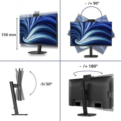 PHILIPS MONITOR 27 LED IPS QHD 16:9 4MS 350 CDM, PIVOT, USB-C HUB, WEBCAM, DP/HDMI, MULTIMEDIALE [27B2U3601H]