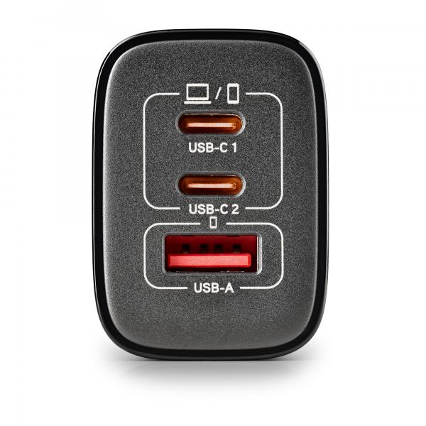NGS ERA 65W: CARICATORE GaN DA PARETE UNIVERSALE DA 65W CON 3 porte: 2x USB-C + USB-A [ERA65WBLACK]