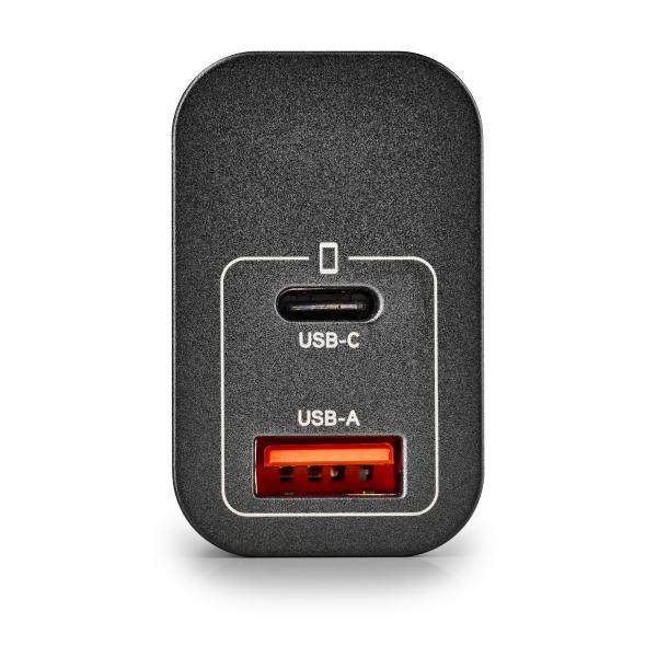 NGS ERA 30W BLACK: CARICATORE GaN DA PARETE UNIVERSALE DA 30W con 2 porte: USB-C + USB-A [ERA30WBLACK]