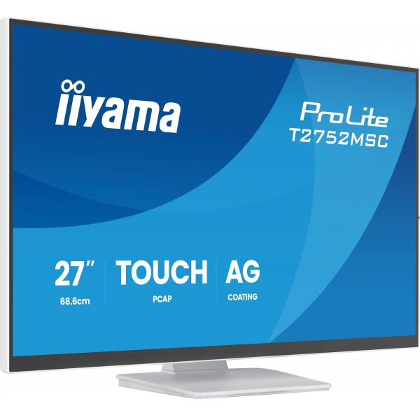 iiyama ProLite T2752MSC-W1AG Monitor PC 68,6 cm (27") 1920 x 1080 Pixel Full HD LCD Touch screen Bianco [T2752MSC-W1AG]