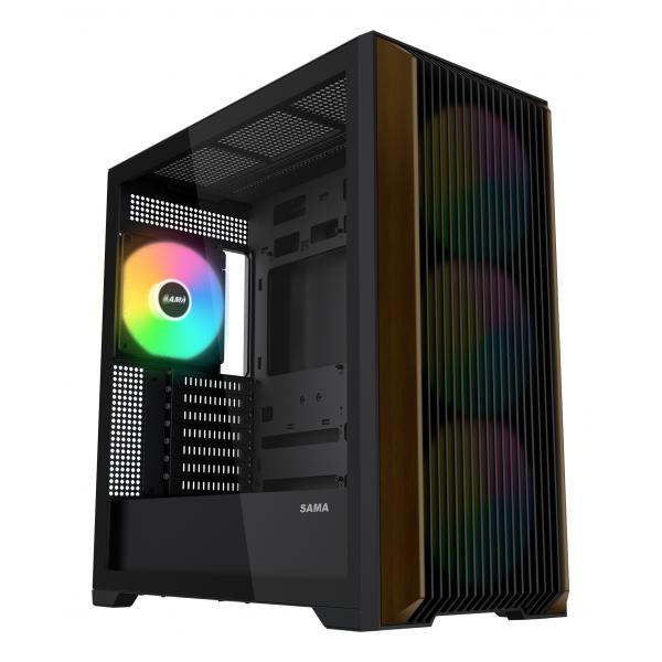 SAMA MID TOWER Z60 BLACK LISTELLO IN NOCE TG 4*FAN 140mm ARGB PWM [Z60-BKAWA4X1-GL]
