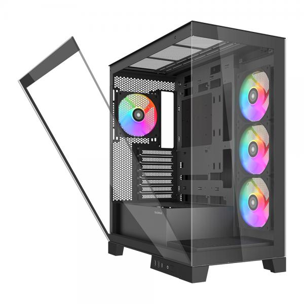 SAMA MID TOWER V50 BLACK 2*TG 4*FAN 120mm ARGB PWM [V50-BKADA4X1-GL]