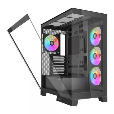 SAMA MID TOWER V50 BLACK 2*TG 4*FAN 120mm ARGB PWM [V50-BKADA4X1-GL]