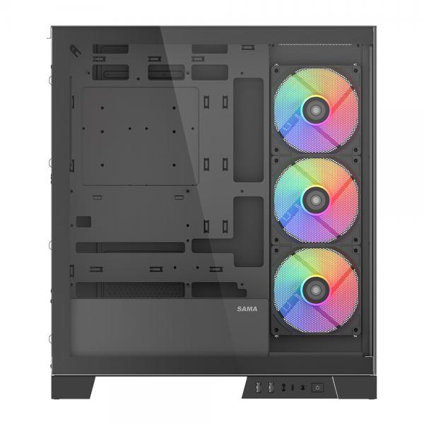 SAMA MID TOWER V50 BLACK 2*TG 4*FAN 120mm ARGB PWM [V50-BKADA4X1-GL]