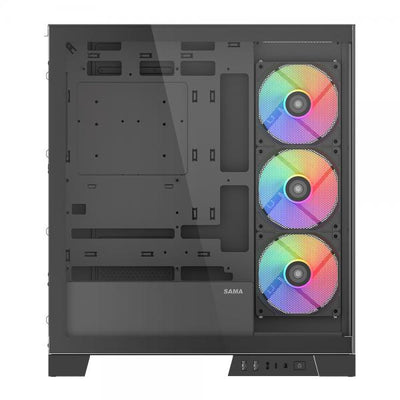 SAMA MID TOWER V50 BLACK 2*TG 4*FAN 120mm ARGB PWM [V50-BKADA4X1-GL]