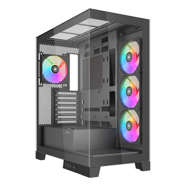 SAMA MID TOWER V50 BLACK 2*TG 4*FAN 120mm ARGB PWM [V50-BKADA4X1-GL]