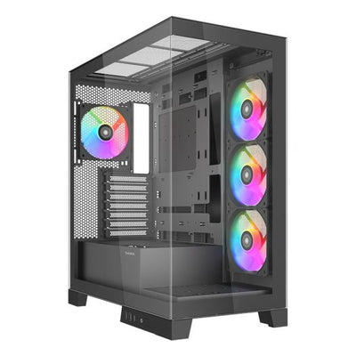 SAMA MID TOWER V50 BLACK 2*TG 4*FAN 120mm ARGB PWM [V50-BKADA4X1-GL]