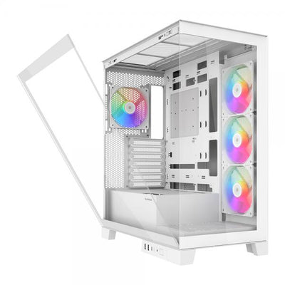SAMA MID TOWER V50 WHITE 2*TG 4*FAN WHITE120mm ARGB PWM [V50-WHADA4X1-GL]