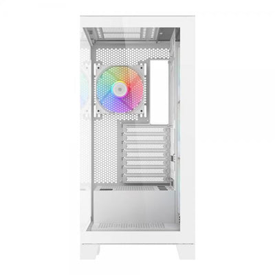 SAMA MID TOWER V50 WHITE 2*TG 4*FAN WHITE120mm ARGB PWM [V50-WHADA4X1-GL]