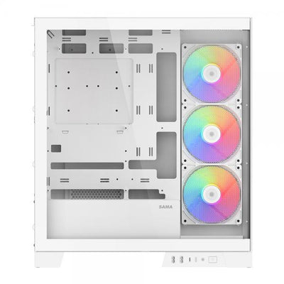 SAMA MID TOWER V50 WHITE 2*TG 4*FAN WHITE120mm ARGB PWM [V50-WHADA4X1-GL]