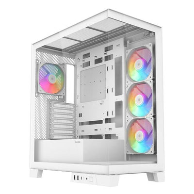 SAMA MID TOWER V50 WHITE 2*TG 4*FAN WHITE120mm ARGB PWM [V50-WHADA4X1-GL]