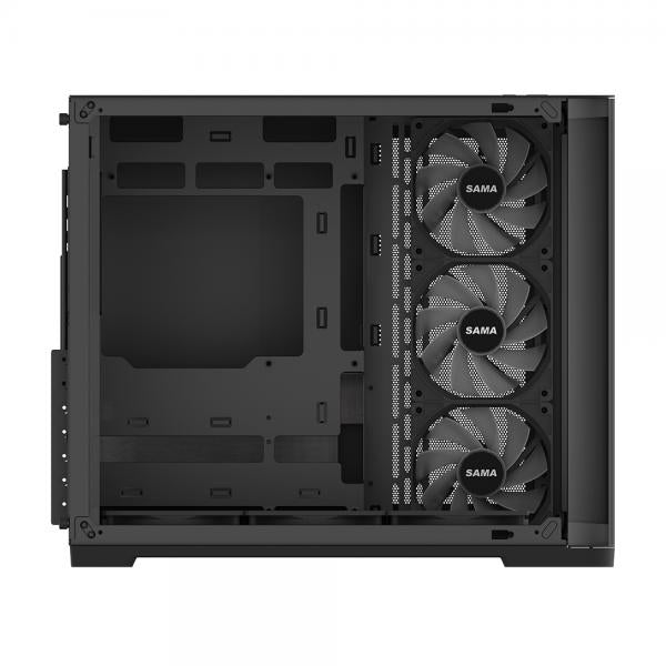 SAMA MID TOWER V60 BLACK DOPPIA CAMERA 2*TG 7*FAN 120mm ARGB PWM [V60-BKADA7X1-GL]