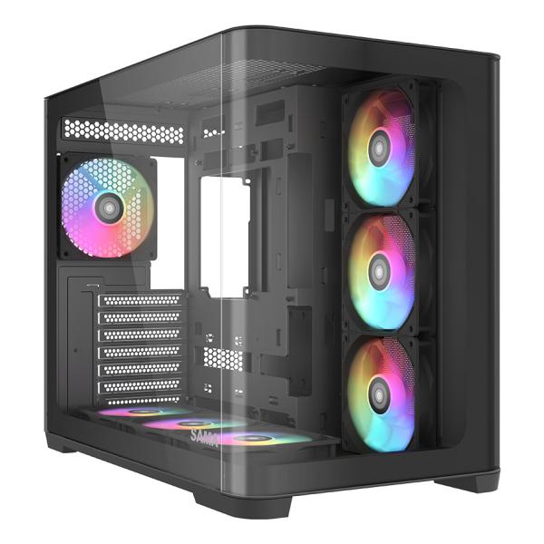 SAMA MID TOWER V60 BLACK DOPPIA CAMERA 2*TG 7*FAN 120mm ARGB PWM [V60-BKADA7X1-GL]