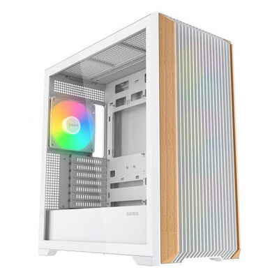 SAMA MID TOWER Z60 WHITE LISTELLO IN NOCE TG 4*FAN WHITE 140mm ARGB PWM [Z60-BKAWA4X1-GL]