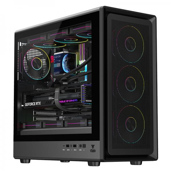ITEK CASE MESHCORE 36B GAMING TOWER ATX 4x14CM ARGB FAN 2xUSB3 TYPE-C TEMP GLASS SIDE PANEL [ITGCAMC36B]