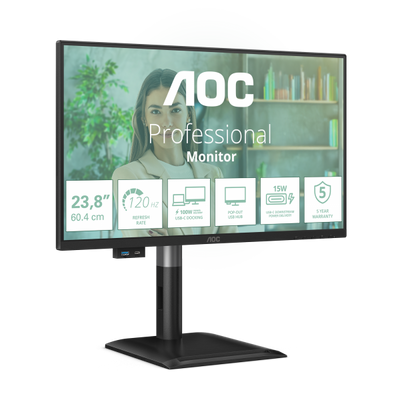 AOC MONITOR 23,8 LED IPS FHD 16:9 120Hz, REG ALTEZZA, USB-C [24P4CV]