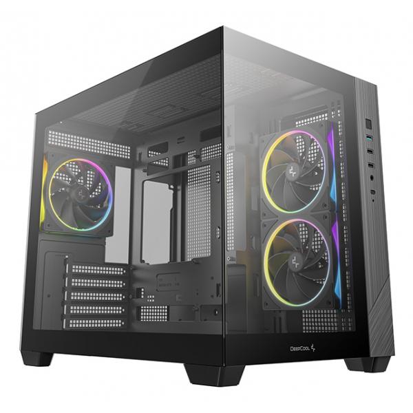 DEEPCOOL CASE MICRO ATX CG330 3F BLK 2xTG 3xARGB FAN (sup 360) [R-CG330-BKNGM3-G]