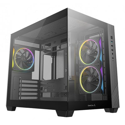 DEEPCOOL CASE MICRO ATX CG330 3F BLK 2xTG 3xARGB FAN (sup 360) [R-CG330-BKNGM3-G]