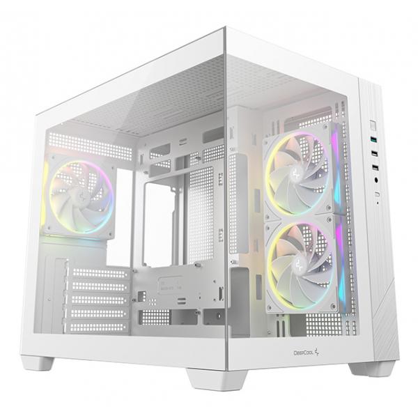 DEEPCOOL CASE MICRO ATX CG330 3F WHITE 2xTG 3xARGB FAN (sup 360) [R-CG330-WHNGM3-G]