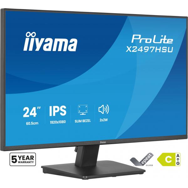 iiyama ProLite X2497HSU-B1 Monitor PC 60,5 cm (23.8") 1920 x 1080 Pixel Full HD LED Nero [X2497HSU-B1]