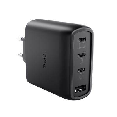 TRUST ALIMENTATORE/CARICABATTERIA 65W 4 PORTE (3 USB-C, 1 USB-A) GAN - CAVO RICARICA 2M INCLUSO - PL [26067]