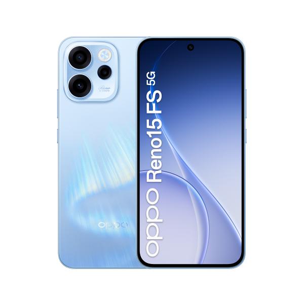 OPPO Reno15 FS 5G AI Smartphone, Tripla fotocamera 50+8+2MP, Selfie 50MP, Display 6.57 120HZ AMOLED FHD+, 6500mAh, RAM 8GB(Esp2GB/4GB/8GB)+ROM 512GB [Versione Italia], Aurora Blue [0165260287]