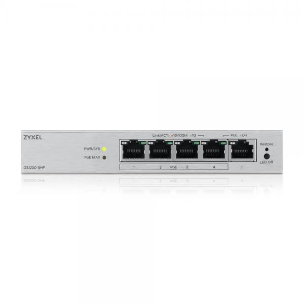 Zyxel GS1200-5HPV3 Managed L2 Gigabit Ethernet (10/100/1000) Power over Ethernet (PoE) Desktop Grey [GS1200-5HPV3-EU0101F]