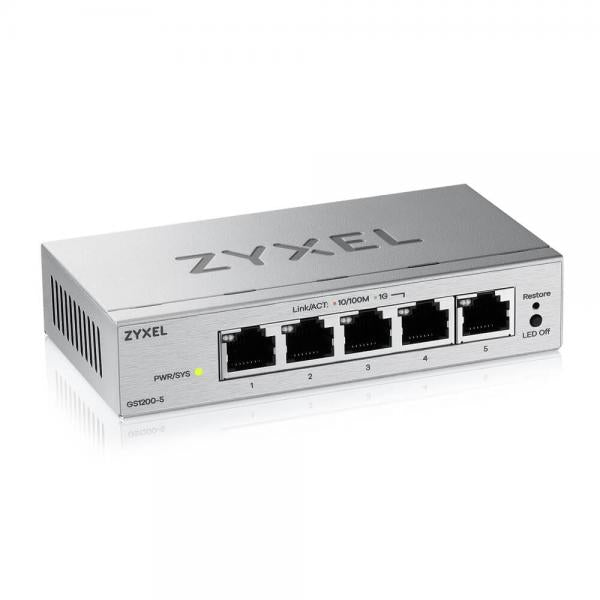 Zyxel 5-Port Managed L2 Gigabit Ethernet Switch - (10/100/1000) - Desktop - Grey [GS1200-5V3-EU0101F]