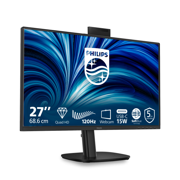 PHILIPS MONITOR 27 LED IPS QHD 16:9 4MS 350 CDM, PIVOT, USB-C, WEBCAM, DP/HDMI, MULTIMEDIALE [27B2N3500JH]