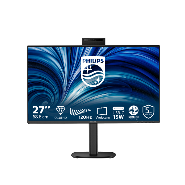 PHILIPS MONITOR 27 LED IPS QHD 16:9 4MS 350 CDM, PIVOT, USB-C, WEBCAM, DP/HDMI, MULTIMEDIALE [27B2N3500JH]