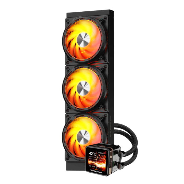DARKFLASH DE360 AIO LIQUID CPU COOLER, 360MM RADIATOR, 3X120MM ARGB FANS, 2500 RPM PUMP [DF-DE360-BK-051]