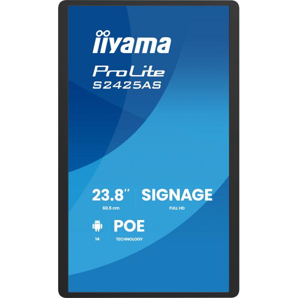 iiyama ProLite S2425AS-B1P Pannello piatto per segnaletica digitale 60,5 cm (23.8") LCD Wi-Fi 500 cd/m Full HD Nero Processore integrato Android 24/7 [S2425AS-B1P]
