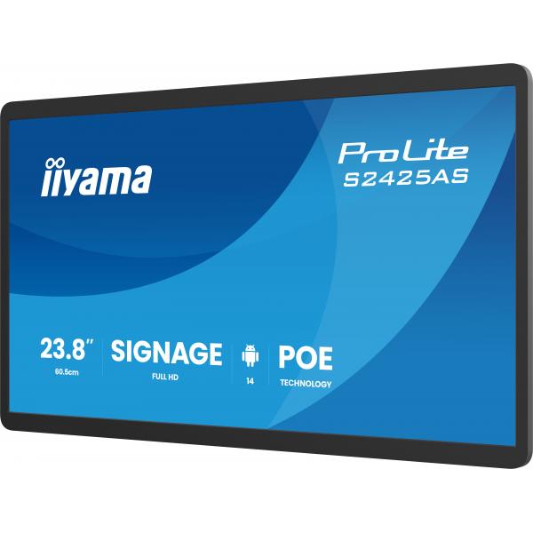 iiyama ProLite S2425AS-B1P Pannello piatto per segnaletica digitale 60,5 cm (23.8") LCD Wi-Fi 500 cd/m Full HD Nero Processore integrato Android 24/7 [S2425AS-B1P]