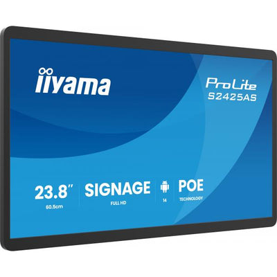 iiyama ProLite S2425AS-B1P Pannello piatto per segnaletica digitale 60,5 cm (23.8") LCD Wi-Fi 500 cd/m Full HD Nero Processore integrato Android 24/7 [S2425AS-B1P]