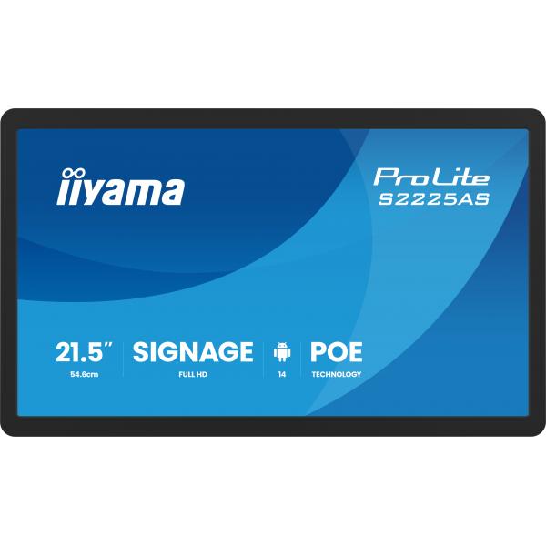 iiyama ProLite S2225AS-B1P Pannello piatto per segnaletica digitale 54,6 cm (21.5") LCD Wi-Fi 500 cd/m Full HD Nero Processore integrato Android 24/7 [S2225AS-B1P]
