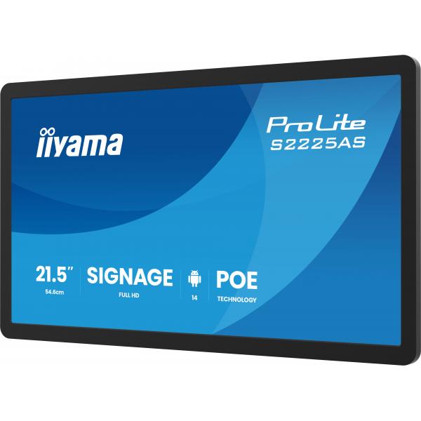 iiyama ProLite S2225AS-B1P Pannello piatto per segnaletica digitale 54,6 cm (21.5") LCD Wi-Fi 500 cd/m Full HD Nero Processore integrato Android 24/7 [S2225AS-B1P]
