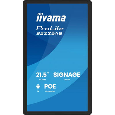 iiyama ProLite S2225AS-B1P Pannello piatto per segnaletica digitale 54,6 cm (21.5") LCD Wi-Fi 500 cd/m Full HD Nero Processore integrato Android 24/7 [S2225AS-B1P]