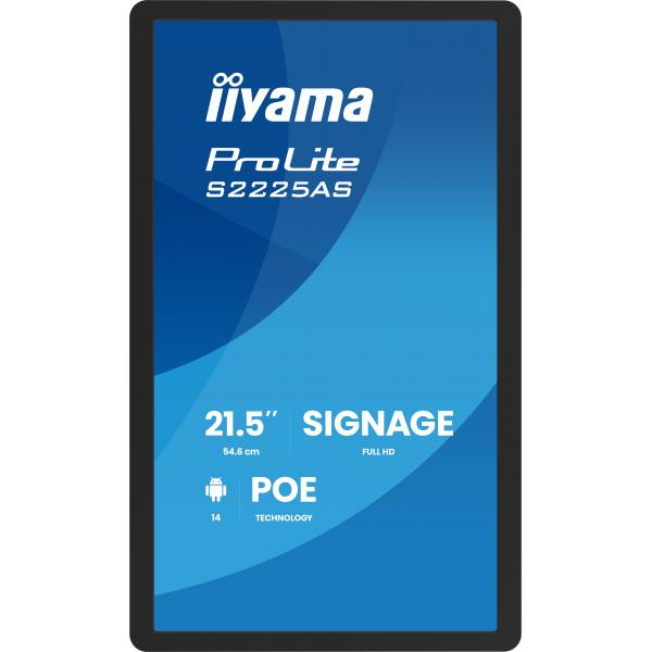 iiyama ProLite S2225AS-B1P Pannello piatto per segnaletica digitale 54,6 cm (21.5") LCD Wi-Fi 500 cd/m Full HD Nero Processore integrato Android 24/7 [S2225AS-B1P]