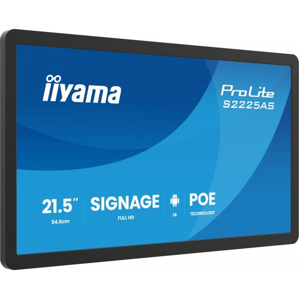 iiyama ProLite S2225AS-B1P Pannello piatto per segnaletica digitale 54,6 cm (21.5") LCD Wi-Fi 500 cd/m Full HD Nero Processore integrato Android 24/7 [S2225AS-B1P]