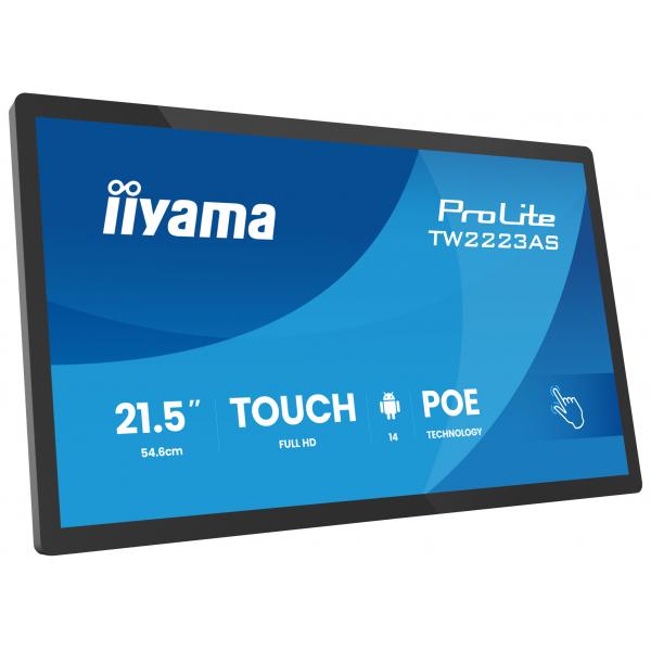 iiyama TW2223AS-B3P visualizzatore di messaggi Pannello piatto interattivo 54,6 cm (21.5") Wi-Fi 450 cd/m Full HD Nero Touch screen Processore integrato Android 24/7 [TW2223AS-B3P]