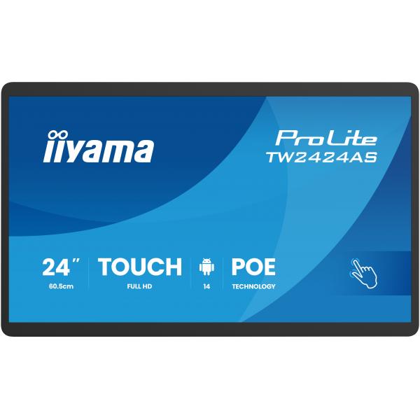 iiyama TW2424AS-B3P visualizzatore di messaggi Pannello piatto interattivo 60,5 cm (23.8") Wi-Fi 450 cd/m Full HD Nero Touch screen Processore integrato Android 24/7 [TW2424AS-B3P]