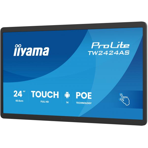 iiyama TW2424AS-B3P visualizzatore di messaggi Pannello piatto interattivo 60,5 cm (23.8") Wi-Fi 450 cd/m Full HD Nero Touch screen Processore integrato Android 24/7 [TW2424AS-B3P]