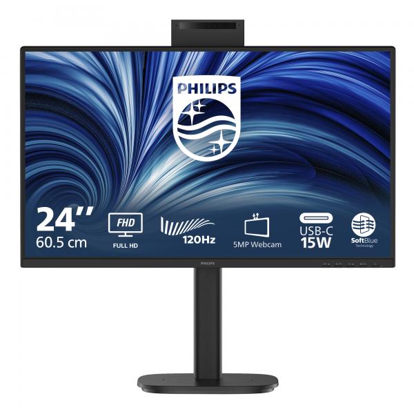 PHILIPS MONITOR 23,8 LED IPS FHD 16:9 4MS 300 CDM 120hz, PIVOT, WEBCAM, USB-C, VGA/DP/HDMI, MULTIMED [24B2N3200JH]