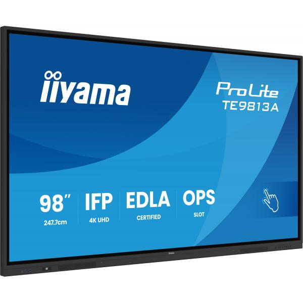 iiyama TE9813A-B2AG visualizzatore di messaggi Design chiosco 2,48 m (97.5") Wi-Fi 500 cd/m 4K Ultra HD Nero Touch screen Processore integrato Android 24/7 [TE9813A-B2AG]