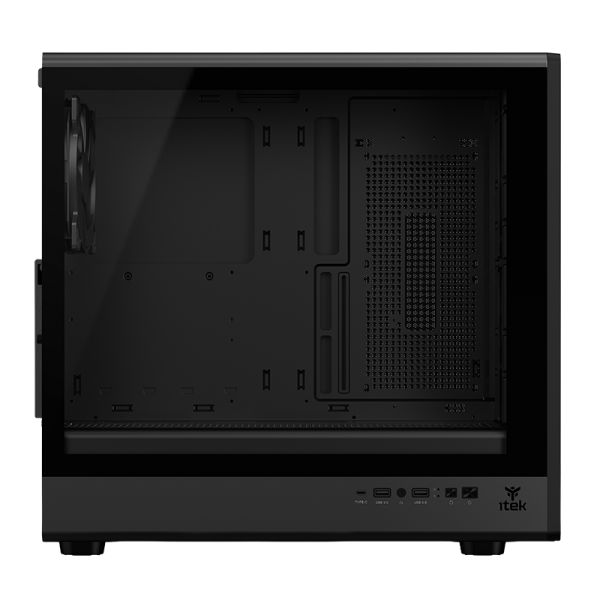 CASE WOODY W2B GAMING TOWER ATX 4x14CM BLACK fAN 2xUSB3 TYPE-C WOOD FRONT DARKER TEMP GLASS SIDE [ITGCAWOW2B]