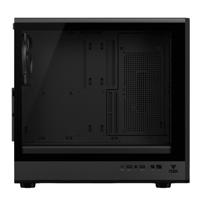 CASE WOODY W2B GAMING TOWER ATX 4x14CM BLACK fAN 2xUSB3 TYPE-C WOOD FRONT DARKER TEMP GLASS SIDE [ITGCAWOW2B]